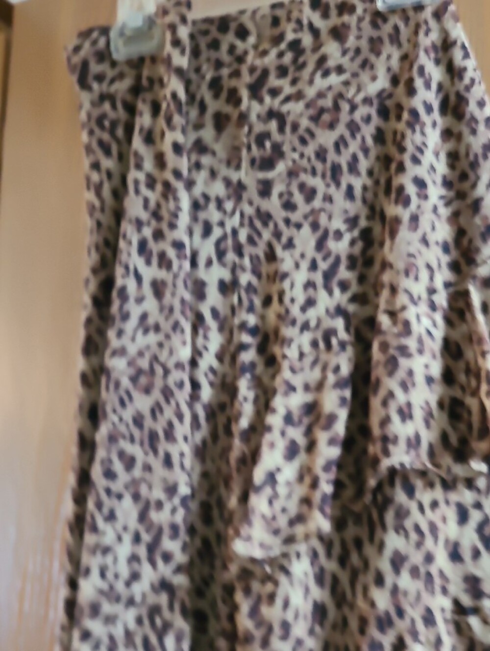 Chaps Leopard Print High-Low Ruffle Skirt - Brown/Tan - Picture 4 of 6